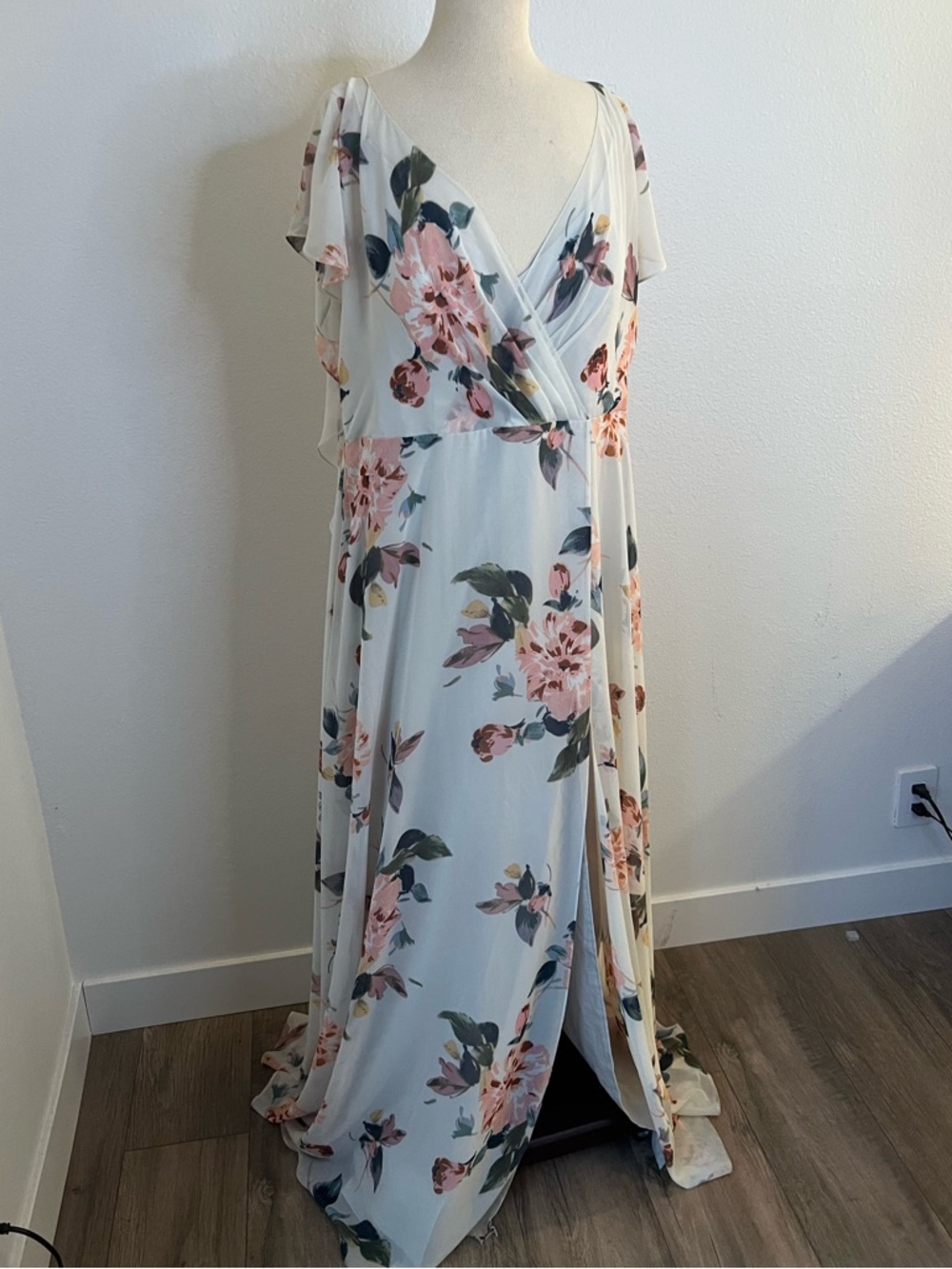 Jenny Yoo Floral V-Neck Maxi Dress